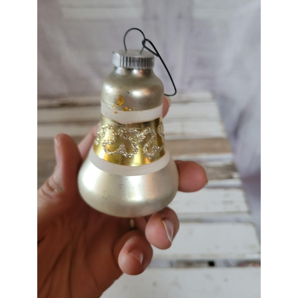 West Germany vintage bell glass ornament Xmas holi
